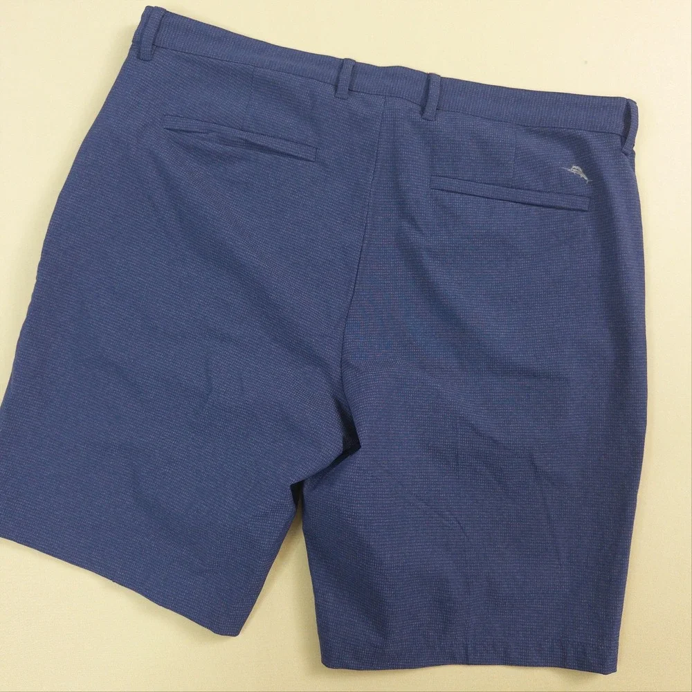 Tommy Bahama Performance Shorts Mens 38 Blue Textured Stretch Golf Casual